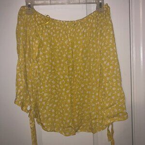 Yellow Floral Off the Shoulder Blouse